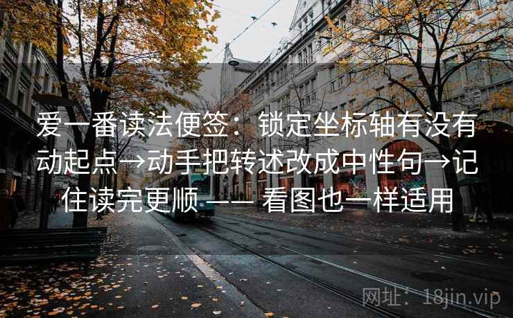 爱一番读法便签:锁定坐标轴有没有动起点→动手把转述改成中性句→记住读完更顺 —— 看图也一样适用 爱一番读法便签:锁定坐标轴有没有动起点→动手把转述改成中性句→记住读完更顺 —— 看图也一样适用