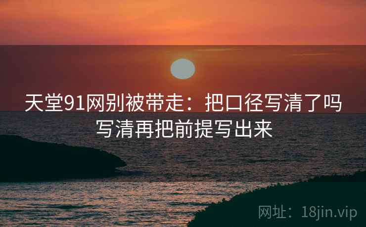 天堂91网别被带走：把口径写清了吗写清再把前提写出来